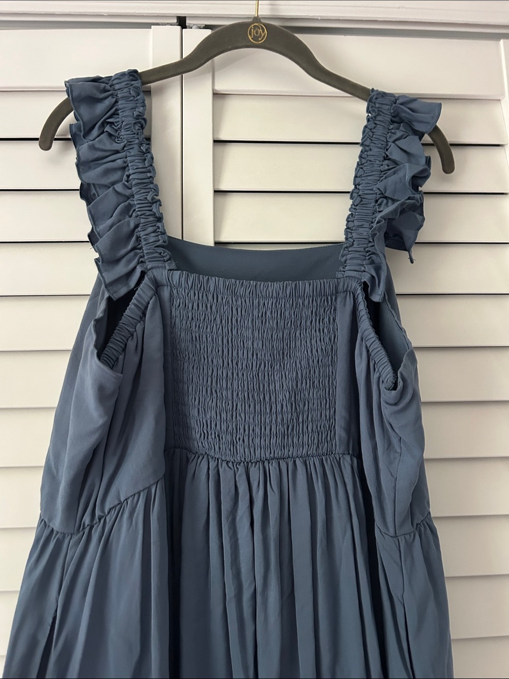 Blue Ruffle Strap Maxi Dress - Picture 6 of 7
